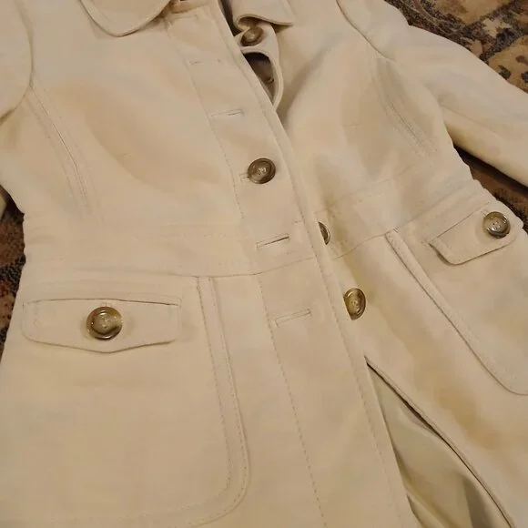 ANN TAYLOR Golden Tan/Cream Single-Breast Peacoat XSP - EUC - Picture 4 of 14